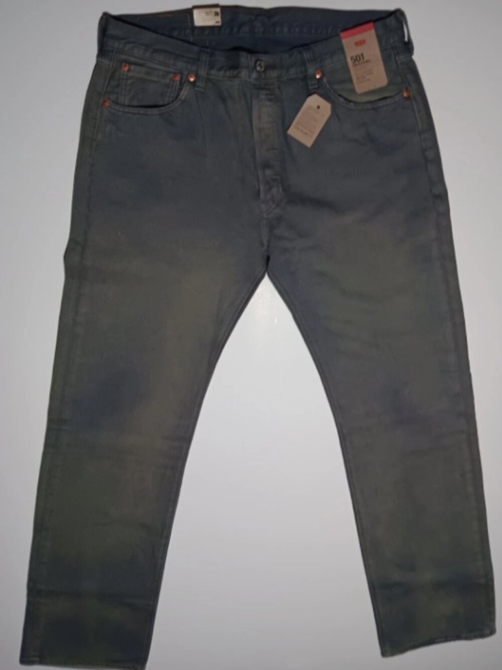 Levi's 501 Original Fit Jeans Mens Size 36x32 Gray Olive Straight Leg